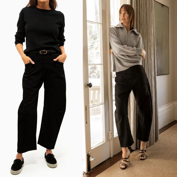 Nili‎ Lotan Shon Jean Black Denim Barrel Leg Cropped Size 30 - Picture 9 of 10